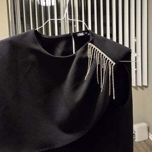 Chic Black Sleeveless Top with Rhinestone Detail